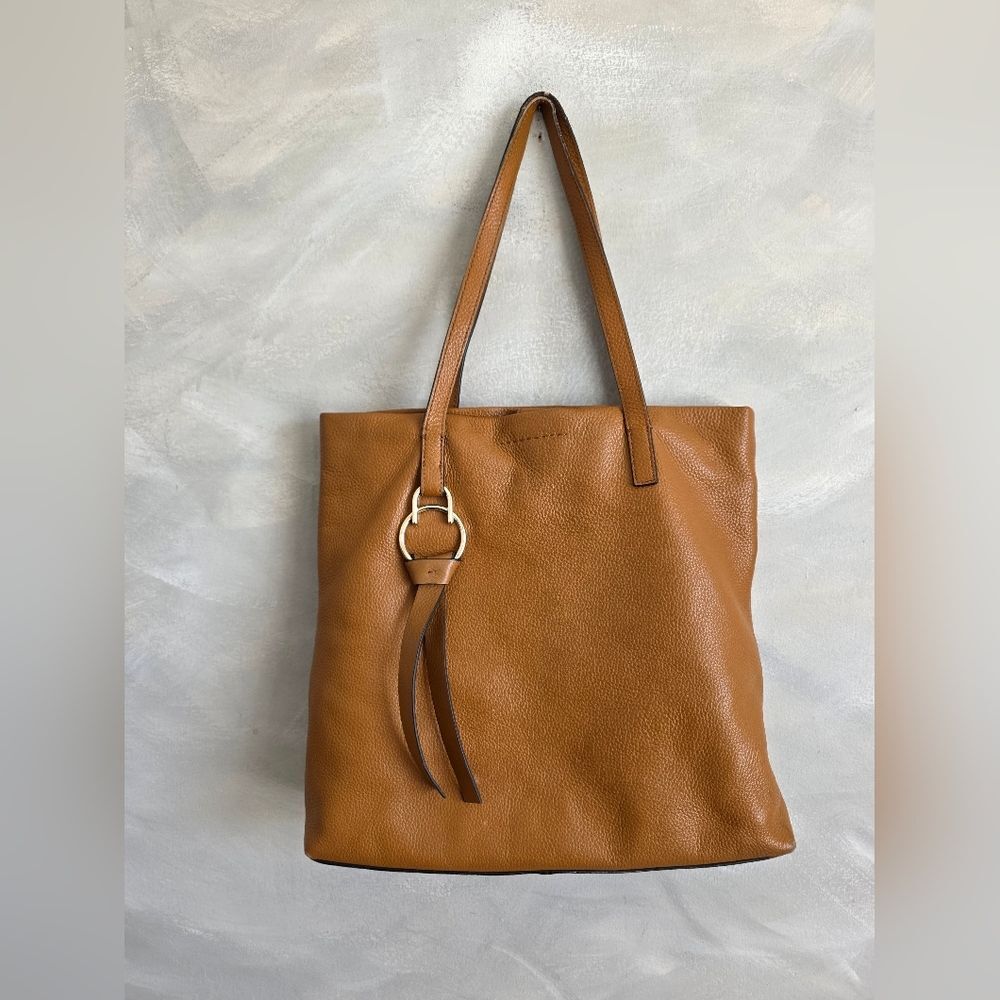 Vince Camuto Hazelnut Plum Tote Shoulder Leather Handbag Purse 15x14x3